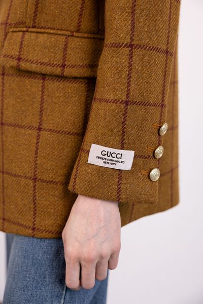 Жакет в клітину с золотими гудзиками Gucci 204 фото